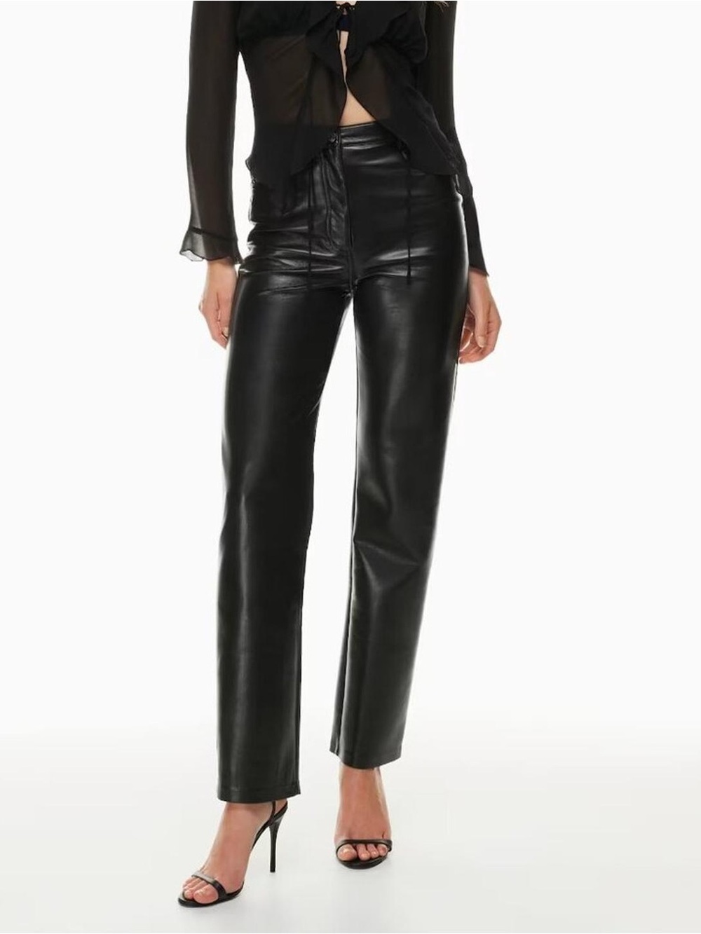 Wilfred Aritzia Black Leather Pants Straight Leg High Waist The Melina Size S